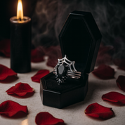 I Got You- 3pc Black Pear Cut Diamond Spider Web Promise Ring-Black Diamonds New York