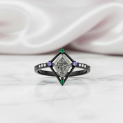 VIP Custom Request- Vintage Kite Cut Engagement Ring-Black Diamonds New York