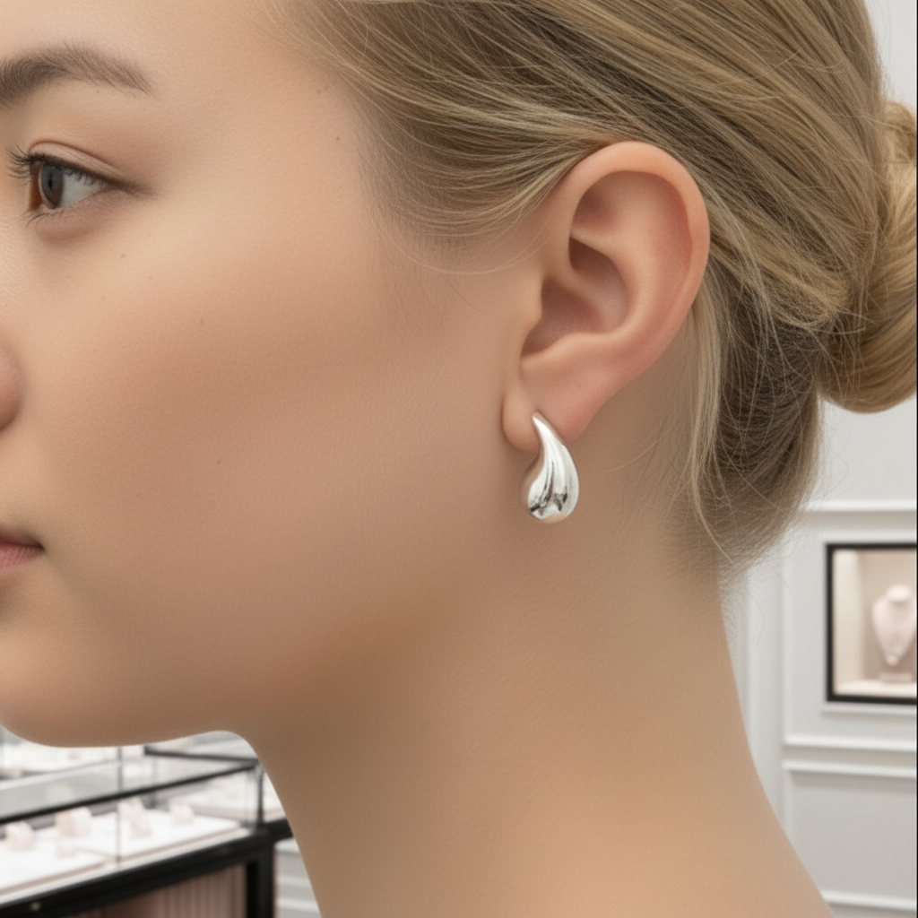 Gorgeous Water Drop Women's Stud Earrings-Black Diamonds New York