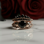 You're My Forever- 1.25 Carat Round Cut Diamond Skulls Promise Ring Set-Black Diamonds New York