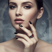 Natural Red Garnet Black Swan Feather Wing Ring-Black Diamonds New York