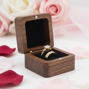 Personalized Wooden Wedding Ring Box Double Slots-Black Diamonds New York