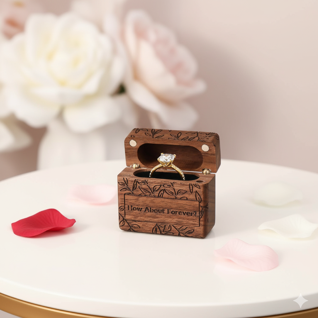 How About Forever Wooden Proposal Ring Box-Black Diamonds New York