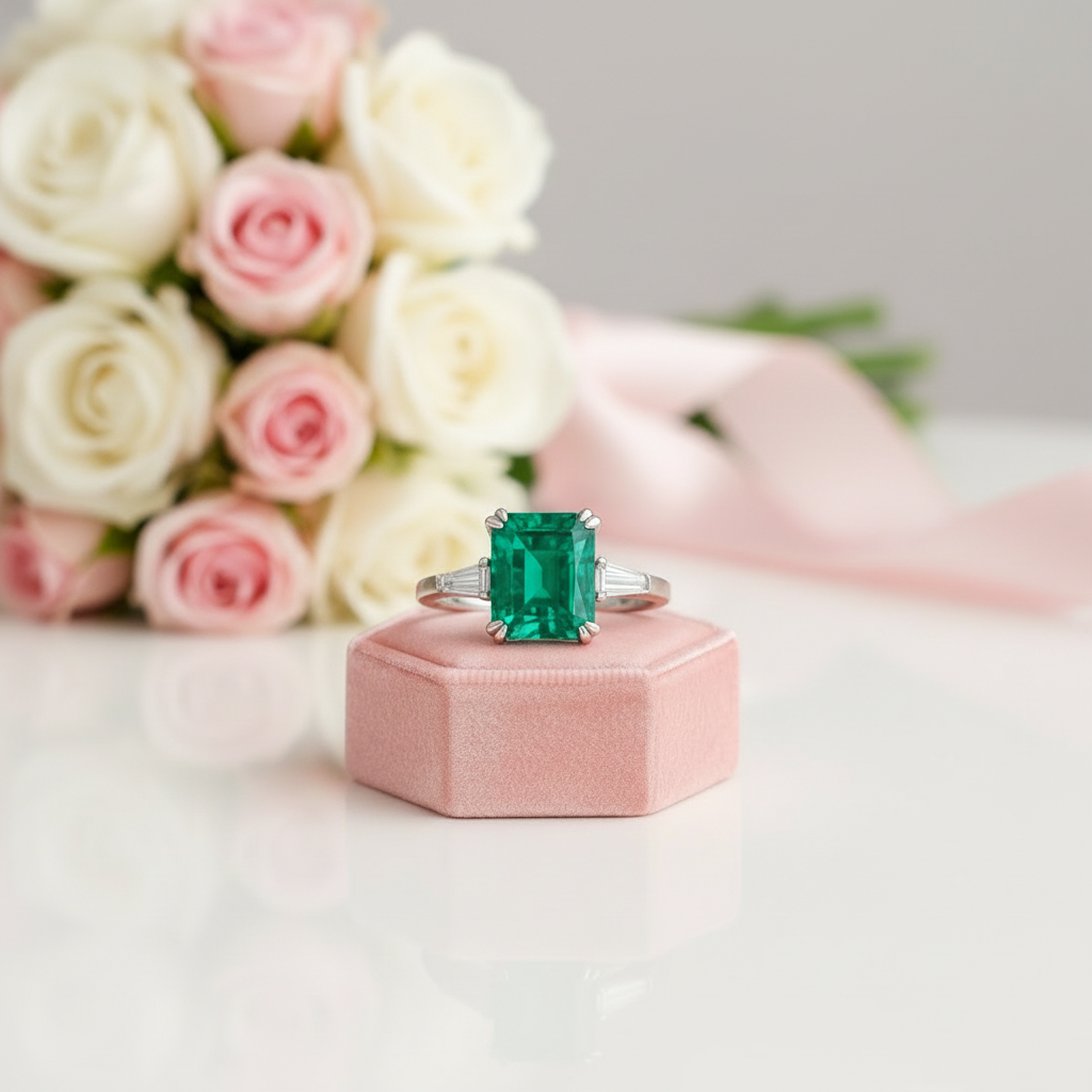 4.0ct Paraiba Tourmaline Radiant Cut Three-Stone Engagement Ring-Black Diamonds New York