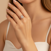 Classic Rose Gold Halo Radiant Cut Engagement Ring-Black Diamonds New York