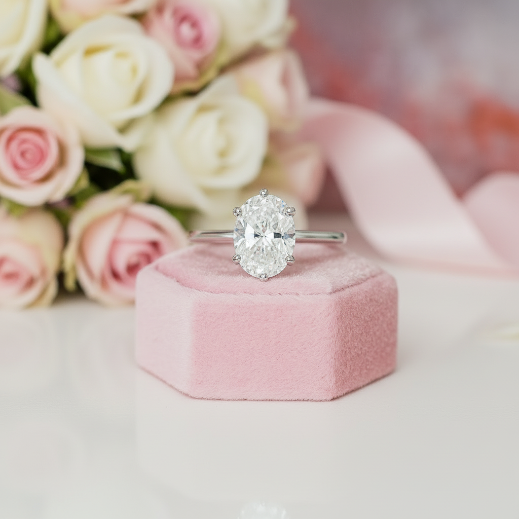 1.5ct Oval Cut Diamond Option Engagement Ring-Black Diamonds New York