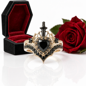 Queen of Hearts- Heart Shape Diamond Option Gothic Wedding Ring-Black Diamonds New York