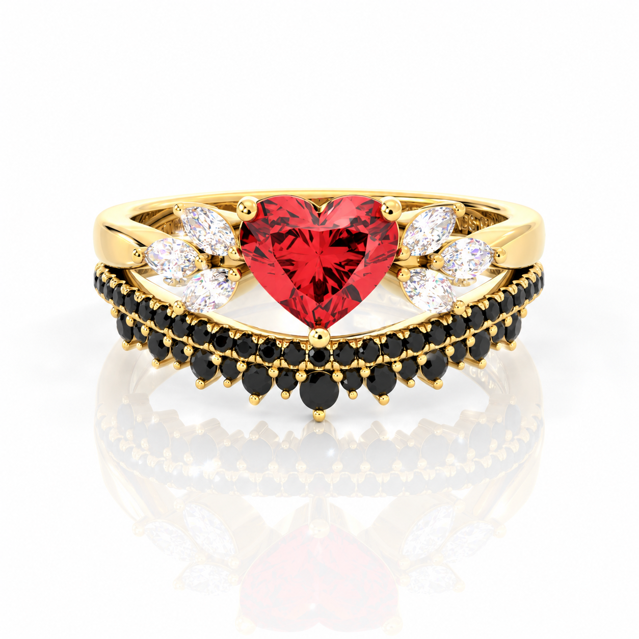 Forever In My Heart- 1.25ct Heart Cut Diamond Option Gothic Promise Ring-Black Diamonds New York