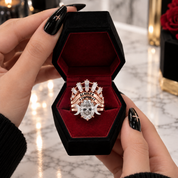 Always and Forever Promise Rings - Oval Cut Diamond Option Gothic Bridal Set in 14K Rose Gold-Black Diamonds New York