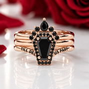 Till Death Do Us Part Rings- Rare Coffin Cut Diamond Option 14k White Gold Ring Set-Black Diamonds New York