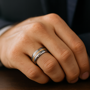 Men's Tungsten Carbide Yellow Line Wedding Band-Black Diamonds New York