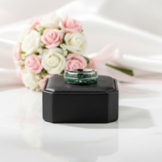 Moss Agate Gunmetal Tungsten Carbide Ring Band-Black Diamonds New York