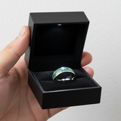Moss Agate Gunmetal Tungsten Carbide Ring Band-Black Diamonds New York