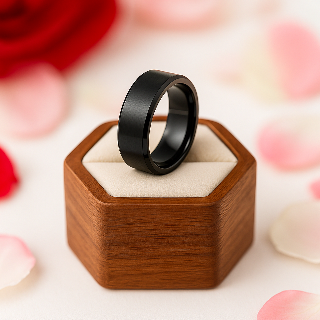 Black Matte Titanium Men's Wedding Band-Black Diamonds New York