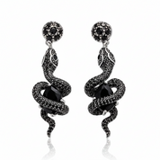Black Snake with Stone Vintage Drop Earrings-Black Diamonds New York