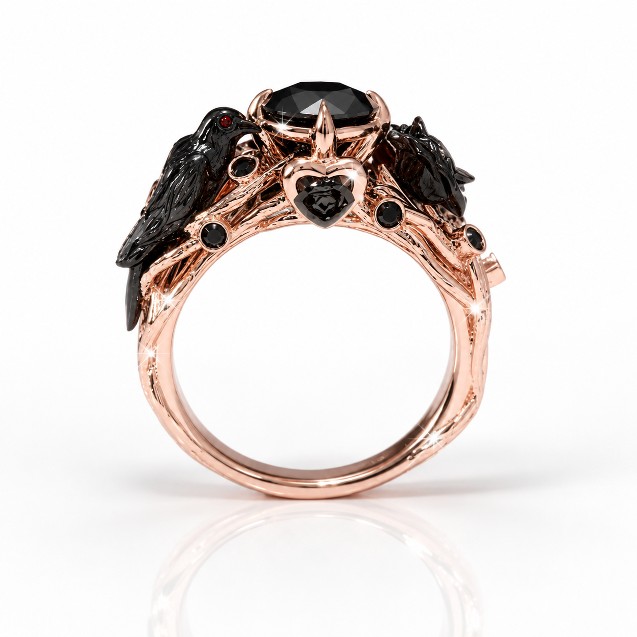 Black Crow- 1.25 Carat Diamond Option Gothic Wedding Ring-Black Diamonds New York