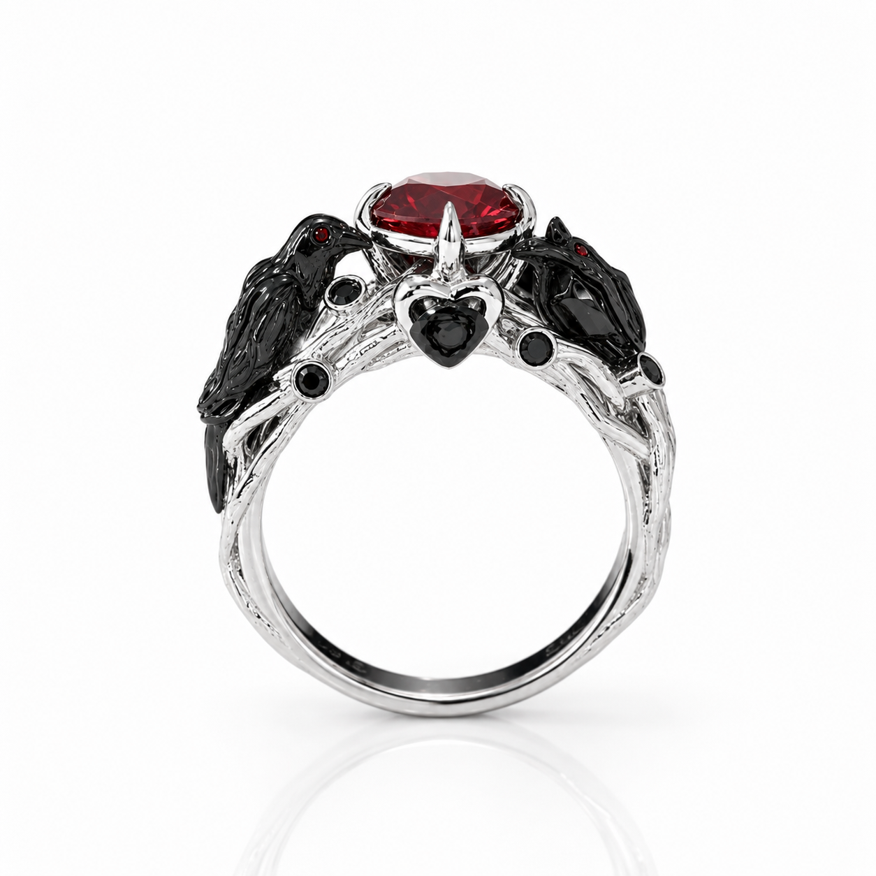 Black Crow- 1.25 Carat Diamond Option Gothic Wedding Ring-Black Diamonds New York