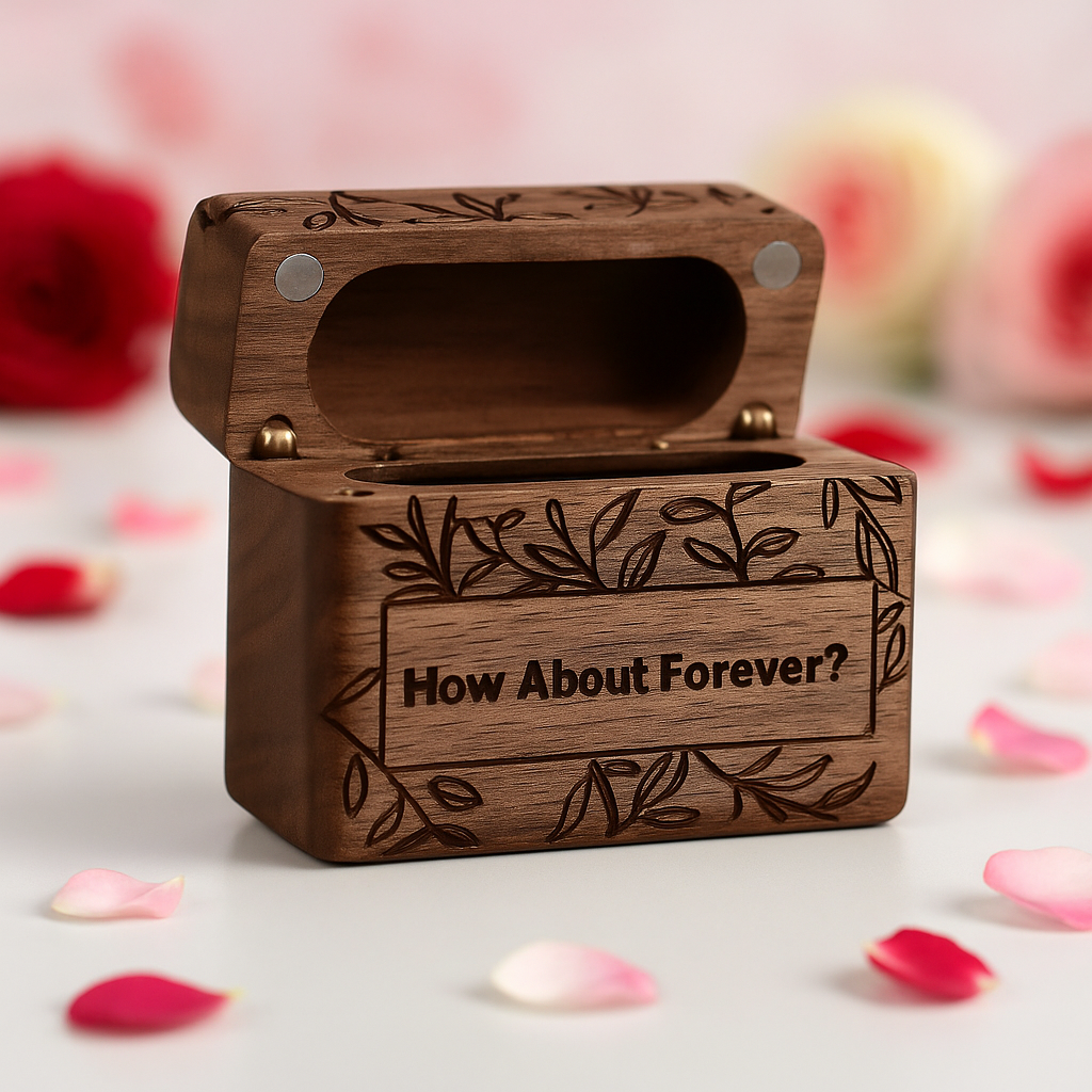 How About Forever Wooden Proposal Ring Box-Black Diamonds New York