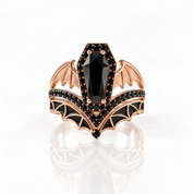 Wings Of Eternity- Coffin Cut Diamond Option Bat Wings Wedding Rings-Black Diamonds New York