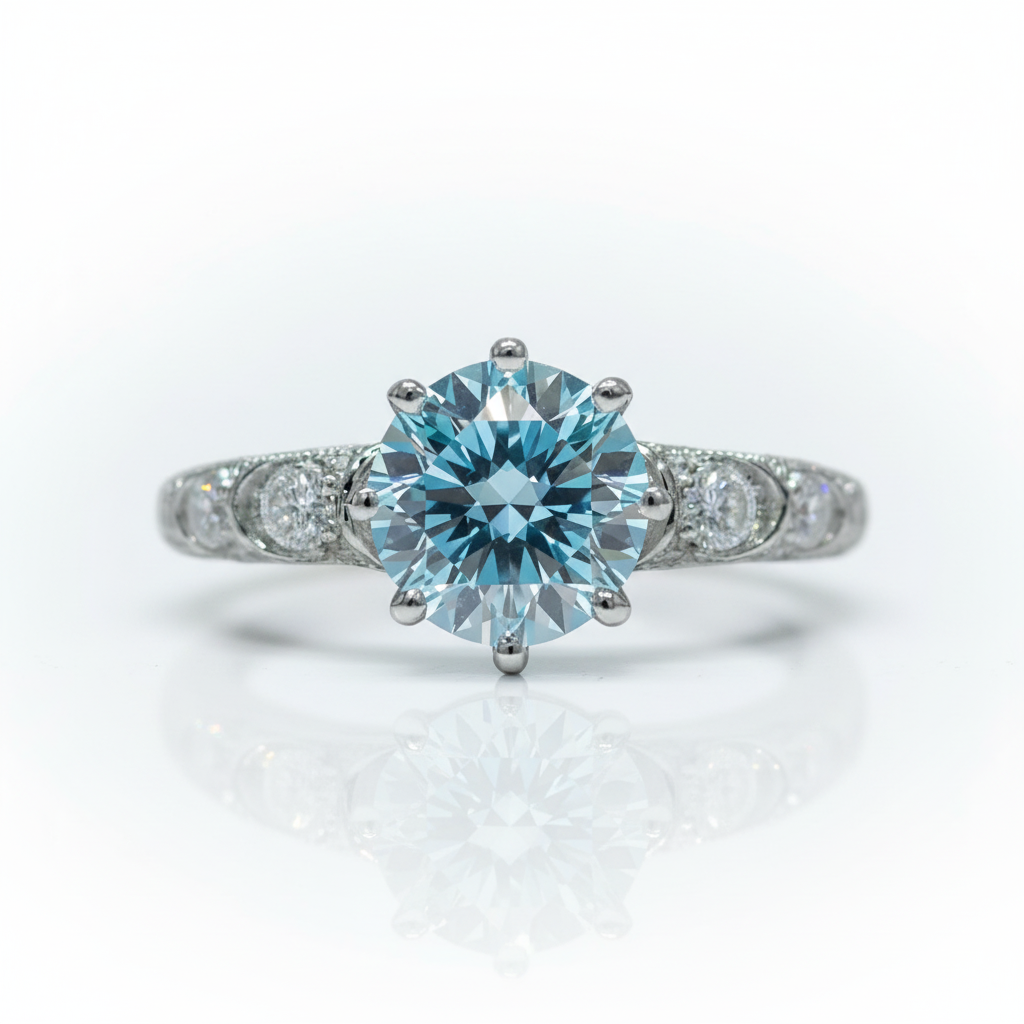1.0ct Round Diamond Option Retro Engagement Ring-Black Diamonds New York