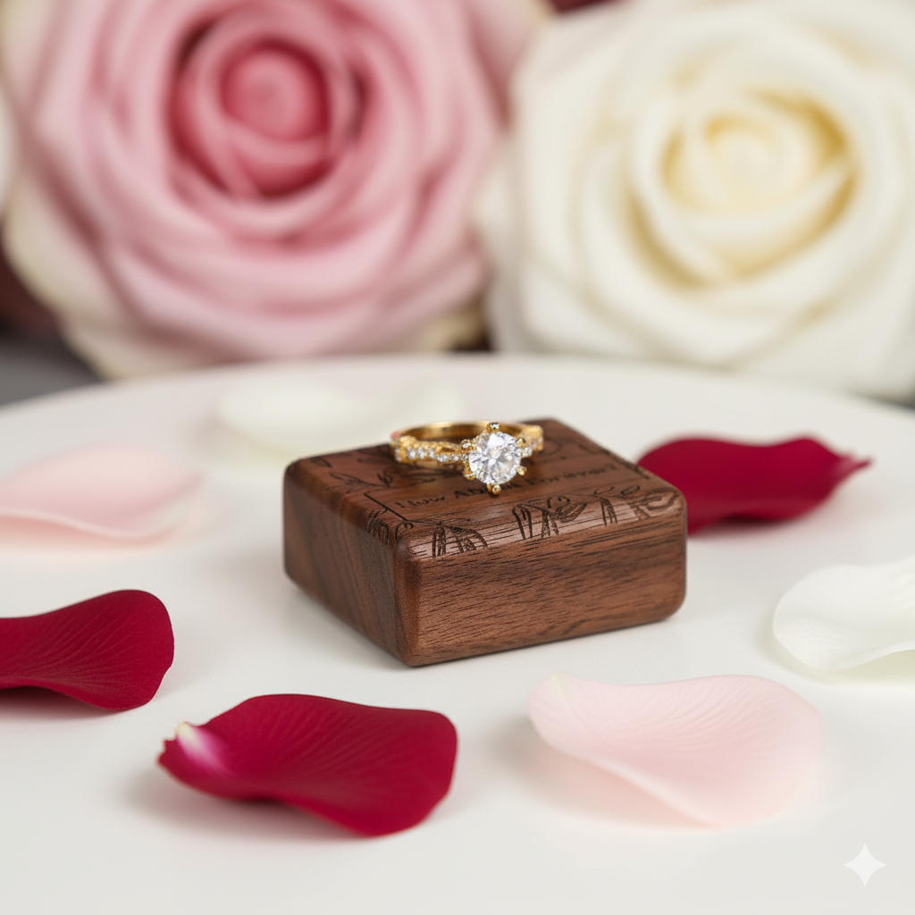 How About Forever Wooden Proposal Ring Box-Black Diamonds New York