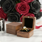 Personalized Wooden Wedding Ring Box Double Slots-Black Diamonds New York