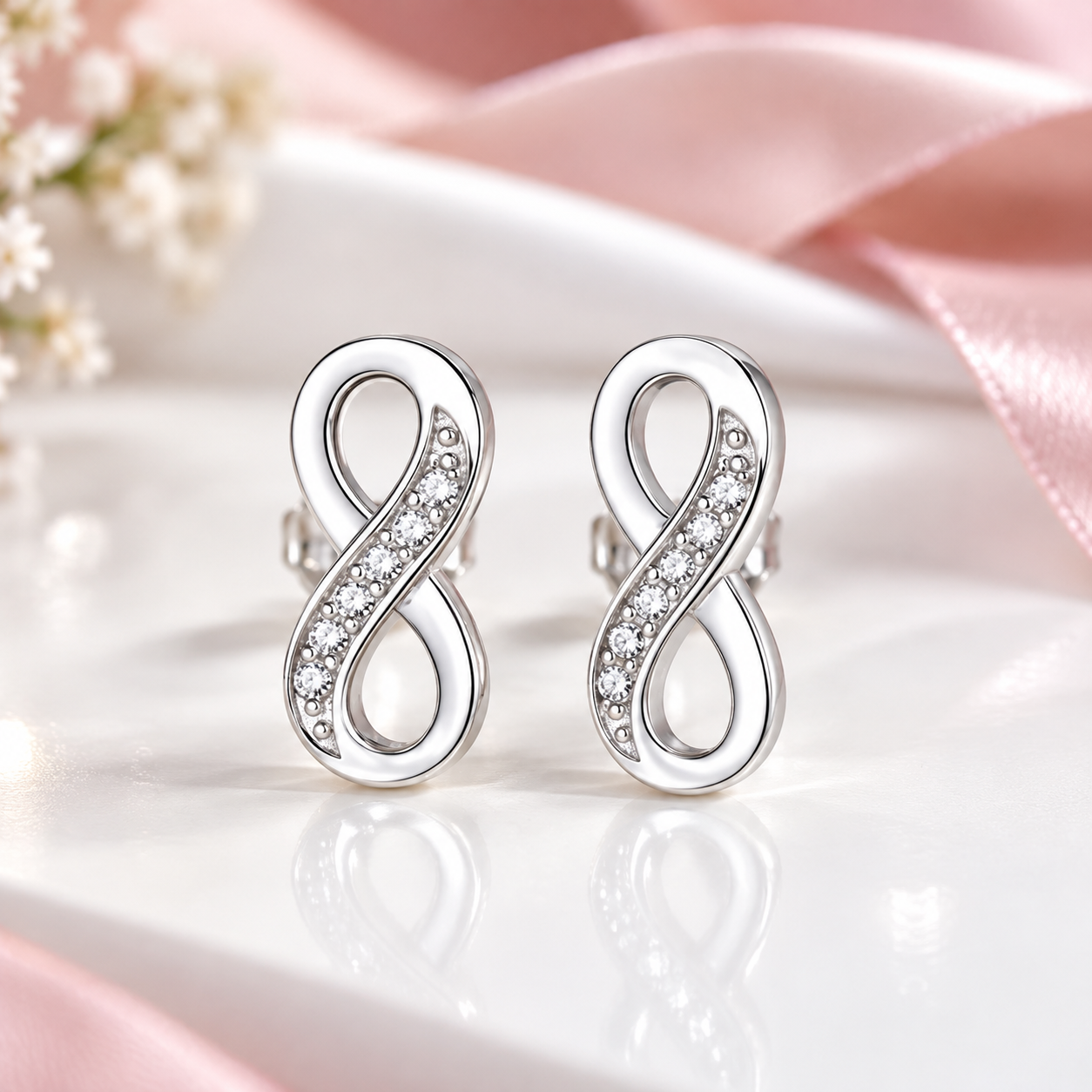 Infinity Moissanite Stud Earrings-Black Diamonds New York