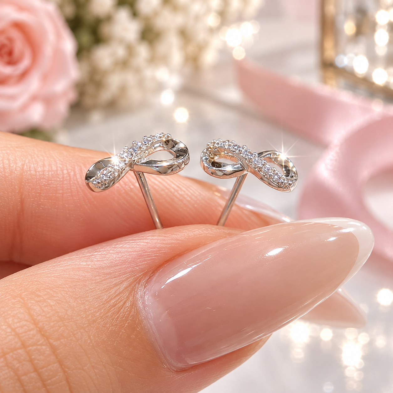 Infinity Moissanite Stud Earrings-Black Diamonds New York