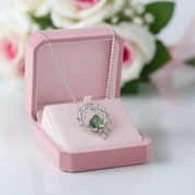 June Birthstone Natural Moss Agate Circle Leaves Necklace-Black Diamonds New York
