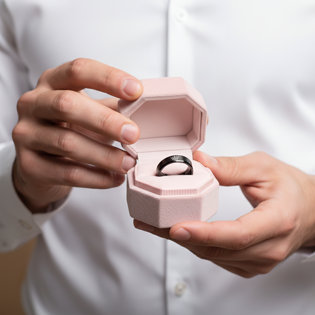 King & Queen Black Tungsten Wedding Band-Black Diamonds New York