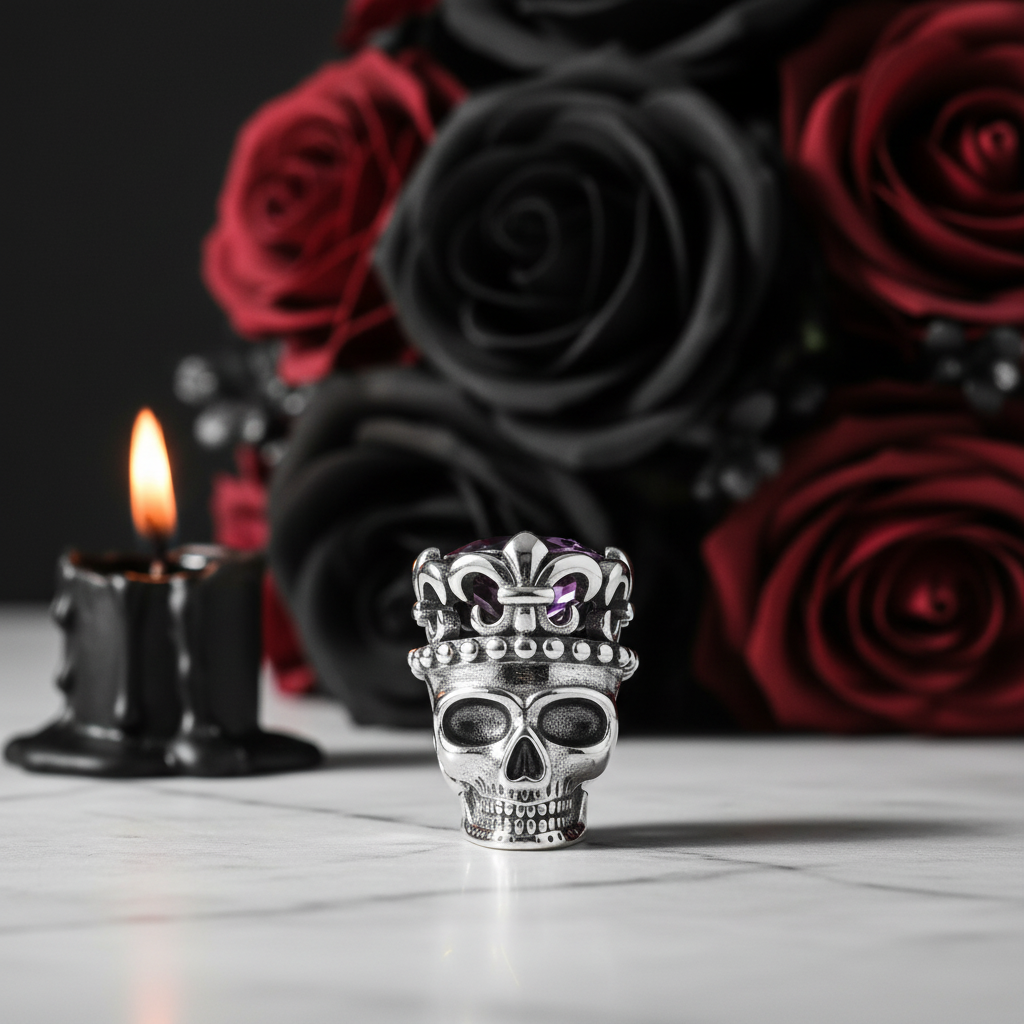 King Skull Gothic Charm-Black Diamonds New York