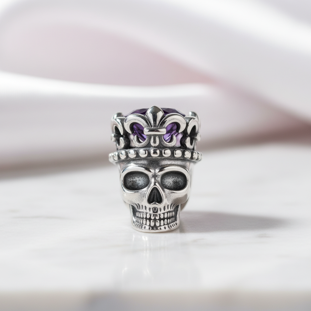 King Skull Gothic Charm-Black Diamonds New York