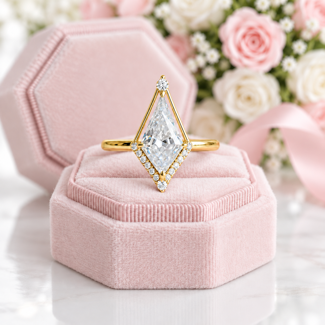 Kite Cut Diamond Option Engagement Ring-Black Diamonds New York