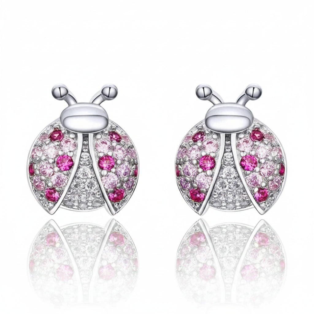 Ladybug Pink Diamond Option Stud Earrings-Black Diamonds New York