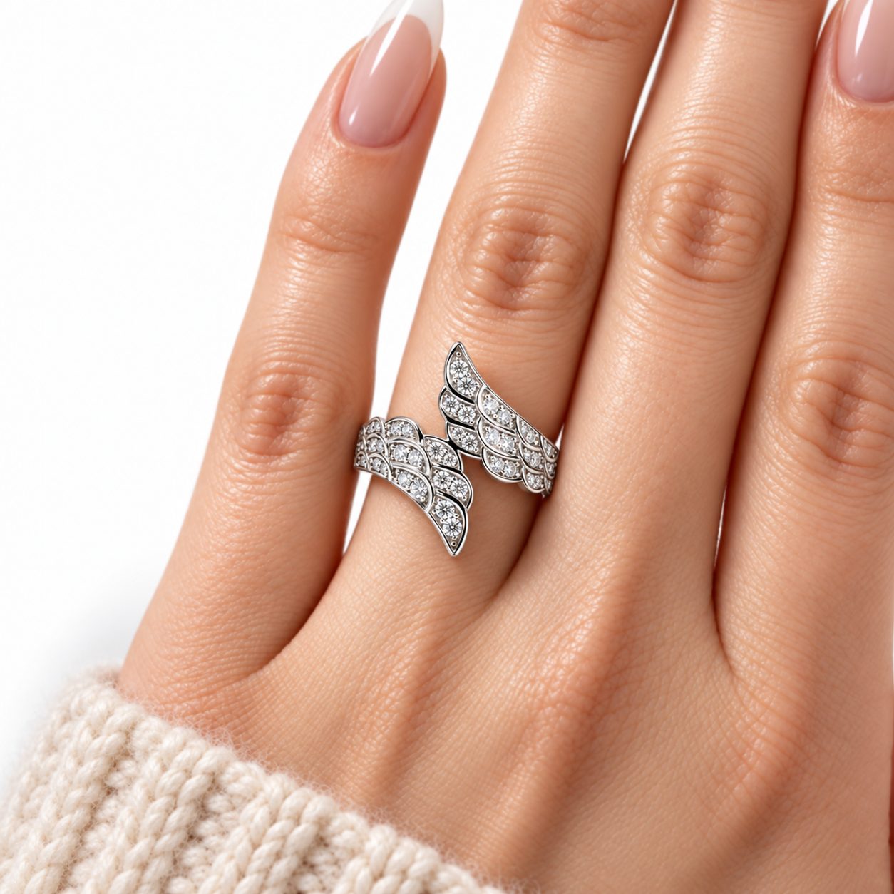 Celestial Angel Wings Diamond Option Statement Ring-Black Diamonds New York