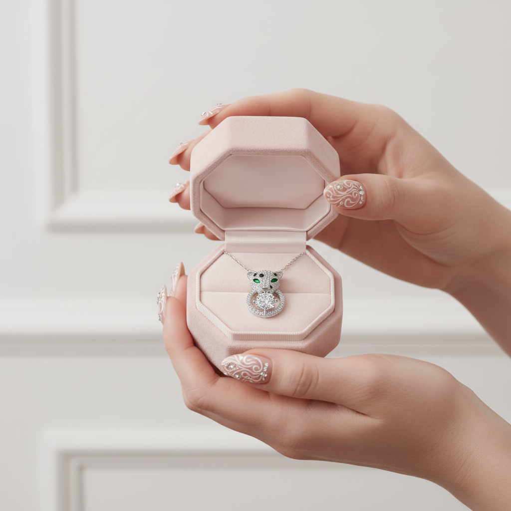 Leopard Head Diamonds Punk Necklace-Black Diamonds New York