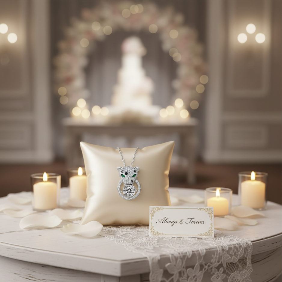 Leopard Head Diamonds Punk Necklace-Black Diamonds New York