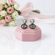 Leopard Head and Green Spinel Earrings-Black Diamonds New York