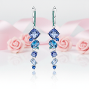 Long Drop Multi Color Natural Topaz Earrings-Black Diamonds New York