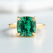 Lovely 3.5 Carat Cushion Cut Paraiba Tourmaline Engagement Ring-Black Diamonds New York