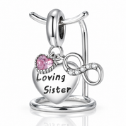 Loving Sister with Heart & Infinity Symbol Charm-Black Diamonds New York