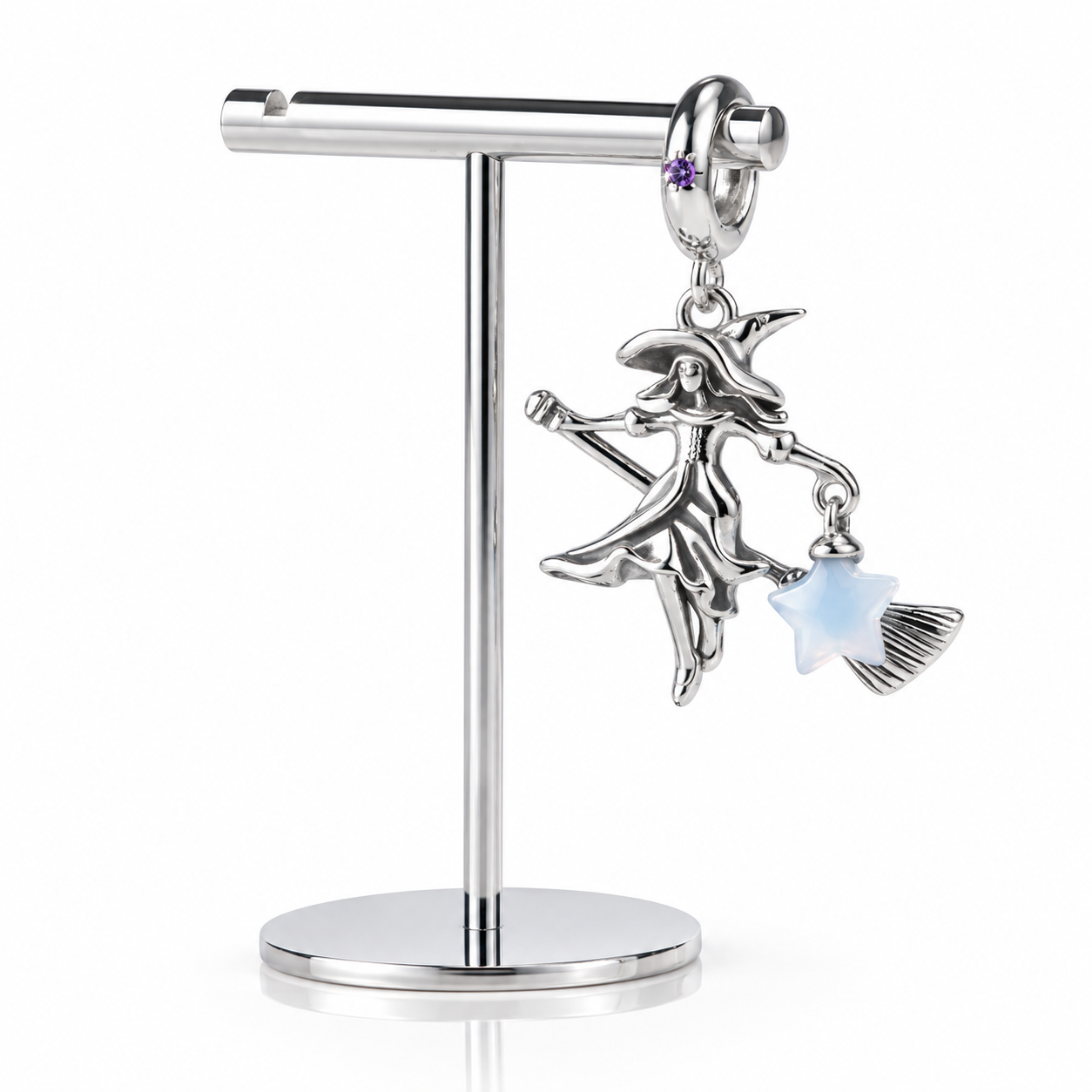 Luminous Elf Witch Riding in Witch Broom Charm-Black Diamonds New York