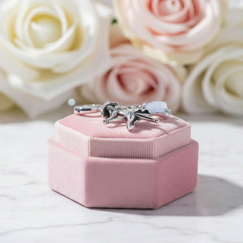 Luminous Elf Witch Riding in Witch Broom Charm-Black Diamonds New York