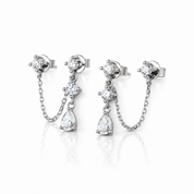 Luminous Pear Moissanite Chain Drop Earrings-Black Diamonds New York