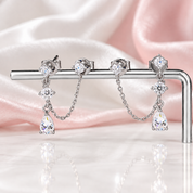 Luminous Pear Moissanite Chain Drop Earrings-Black Diamonds New York