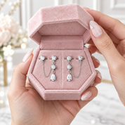 Luminous Pear Moissanite Chain Drop Earrings-Black Diamonds New York