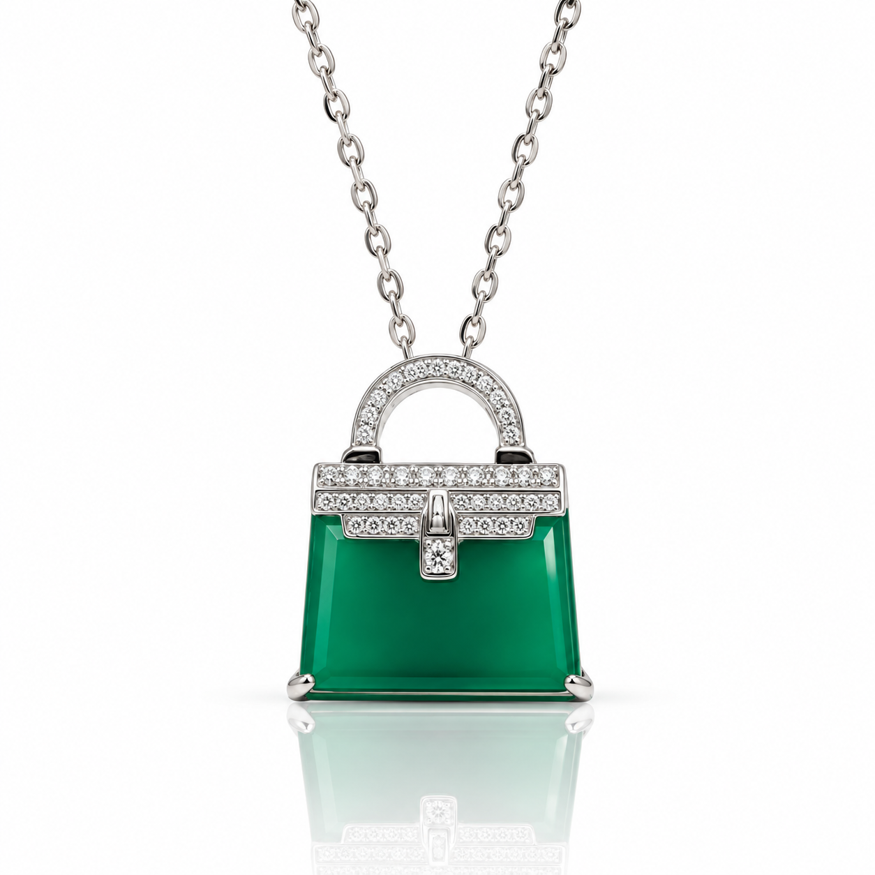 Luxe Handbag Diamond Alternative Pendant Necklace-Black Diamonds New York