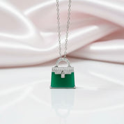 Luxe Handbag Diamond Alternative Pendant Necklace-Black Diamonds New York