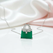 Luxe Handbag Diamond Alternative Pendant Necklace-Black Diamonds New York