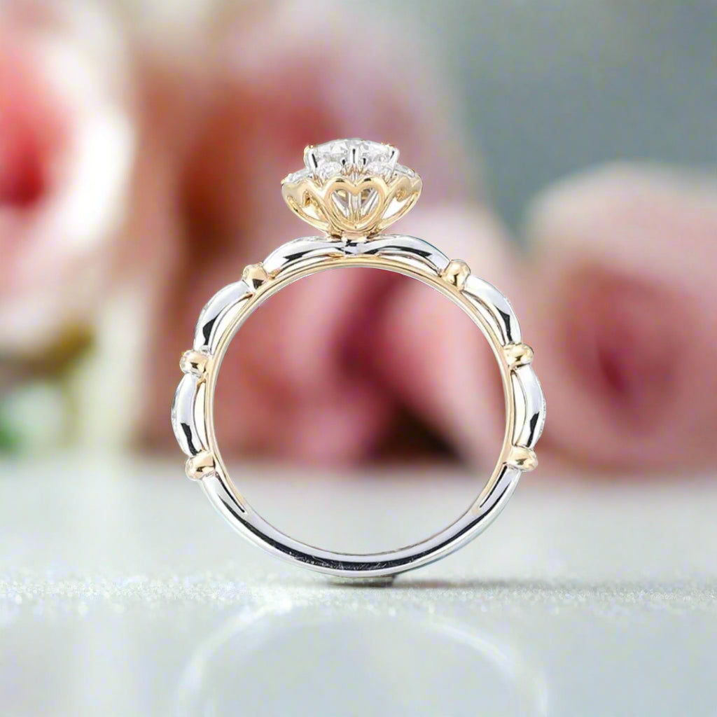 Luxurious 0.5 Ct Round Diamond Two-Toned Engagement Ring-Black Diamonds New York